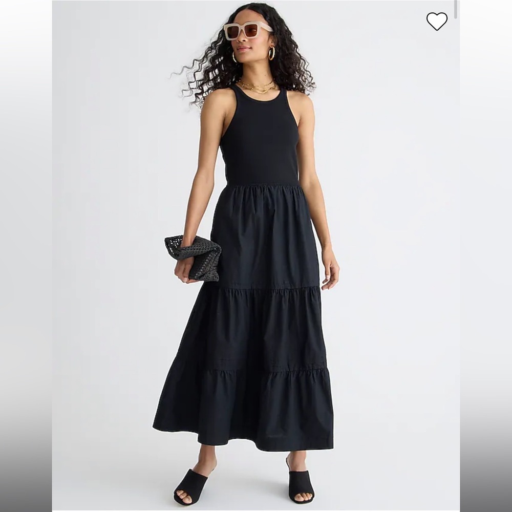 NWOT J.Crew Vintage Rib High Neck Cutaway Tank Dress with Poplin Skirt